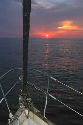 Sunset off the bow