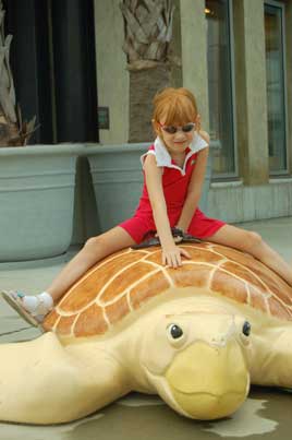 Riding a giant turtle